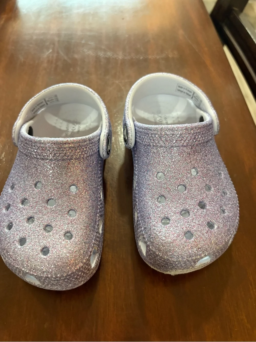 CROCS Kids Sparkle Glitter Clogs in Shimmering Lavender